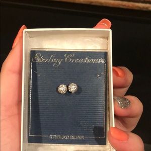 Sterling silver crystal ball studs
